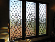 beveled and leaded glass windows